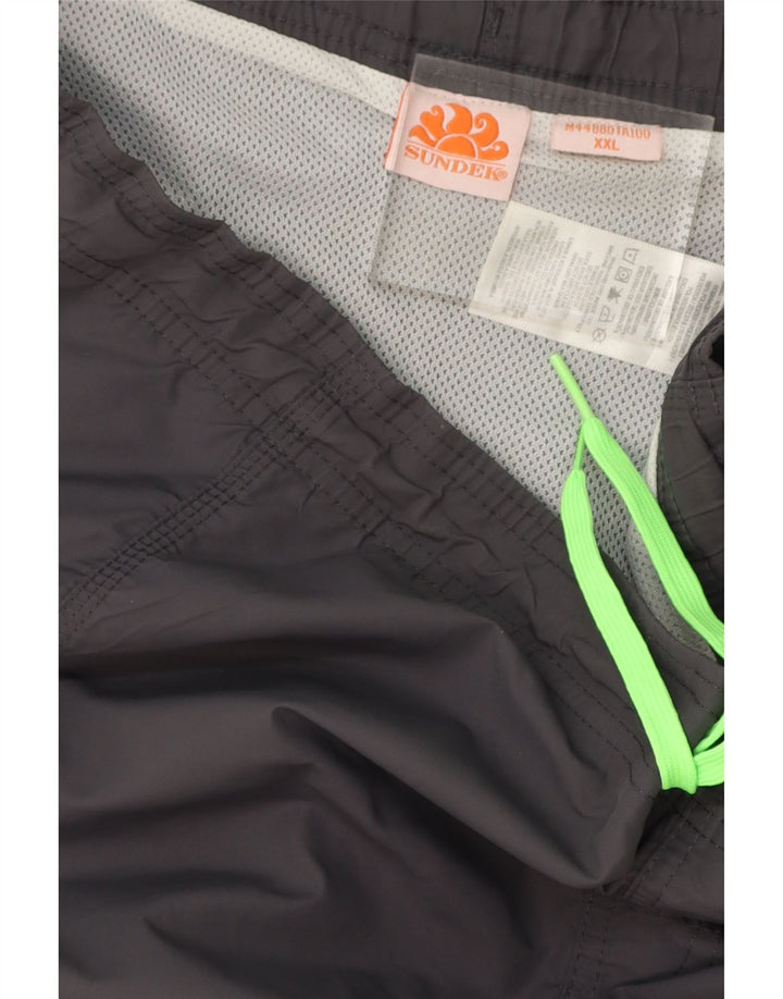 SUNDEK Mens Graphic Swimming Shorts 2XL Grey Polyester Vintage Sundek and Second-Hand Sundek from Messina Hembry 