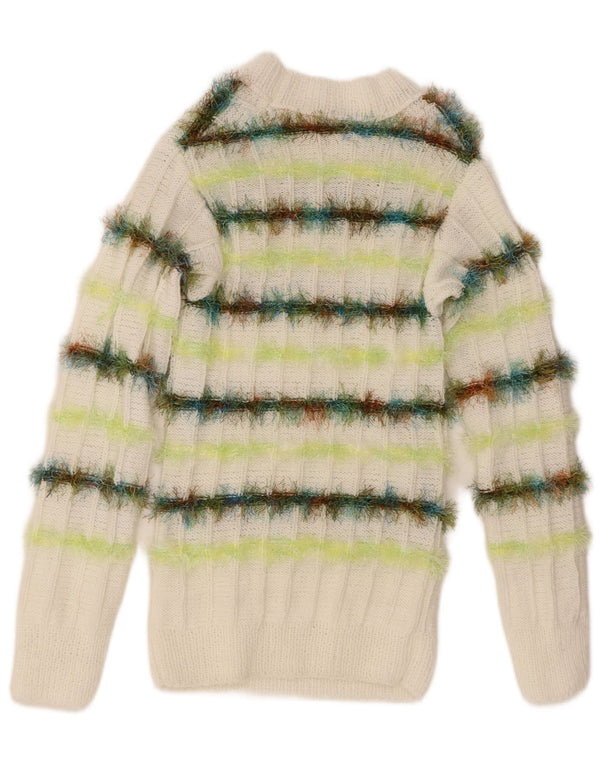 Vintage damski sweter z dekoltem w łódkę UK 10 w małe białe paski