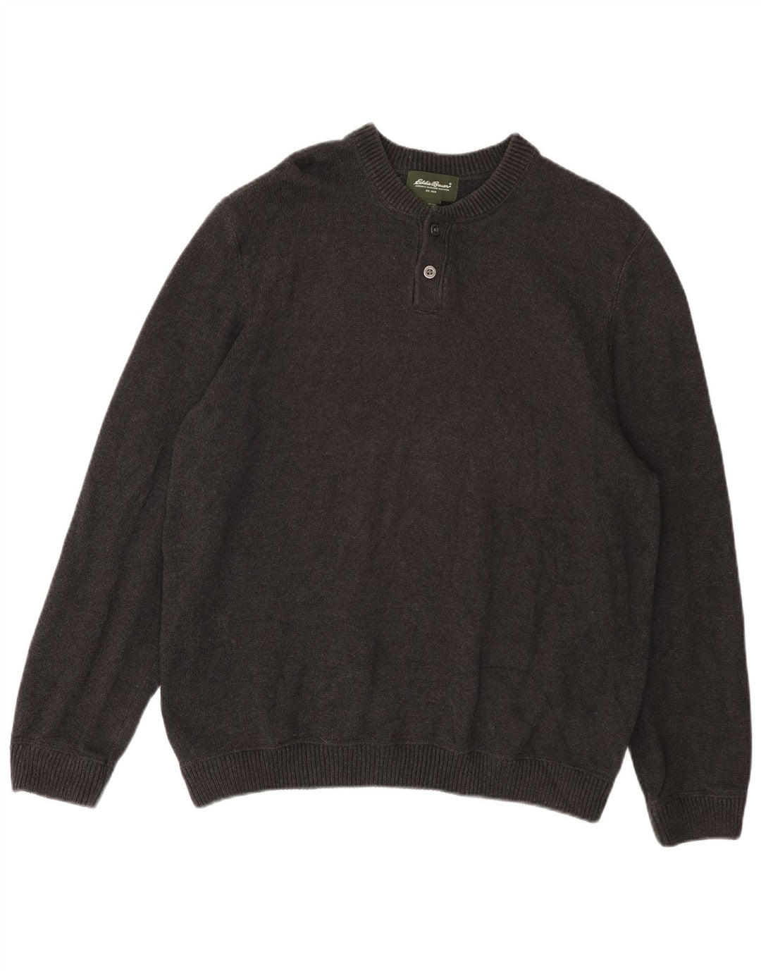 EDDIE BAUER Męski sweter z okrągłym dekoltem XL, szary, bawełniany