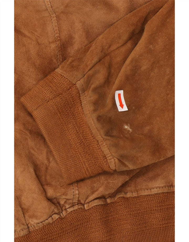 Vintage męska zamszowa kurtka bomber UK 40, duża brązowa