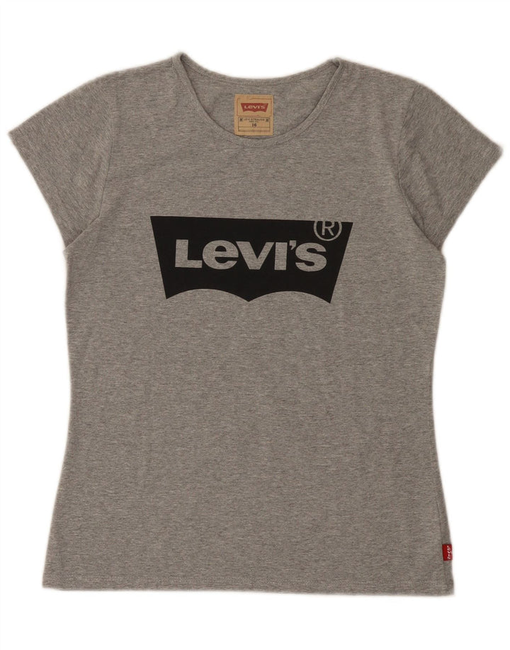 Dziewczęcy T-shirt z grafiką Levi's Top 15-16 lat Szary, plamkowany poliester