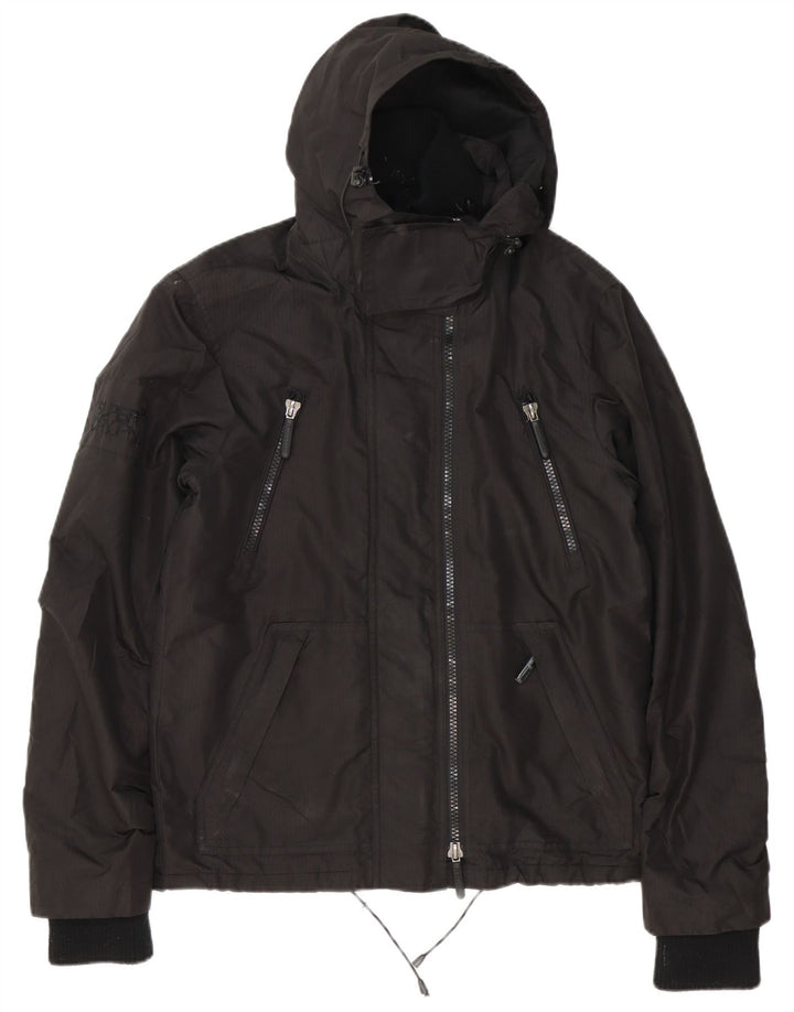 Męska kurtka wiatrówka z kapturem Superdry UK 36, mała czarna, poliester