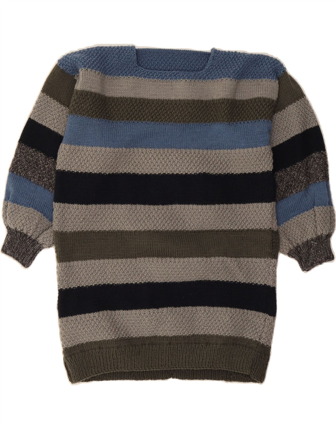 VINTAGE Womens Boat Neck Jumper Sweater UK 14 Medium Multicoloured Striped Vintage Vintage and Second-Hand Vintage from Messina Hembry 