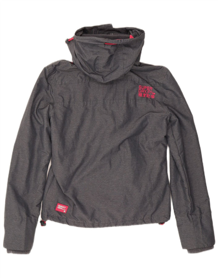SUPERDRY Womens Windcheater Hooded Windbreaker Jacket UK 10 Small Grey