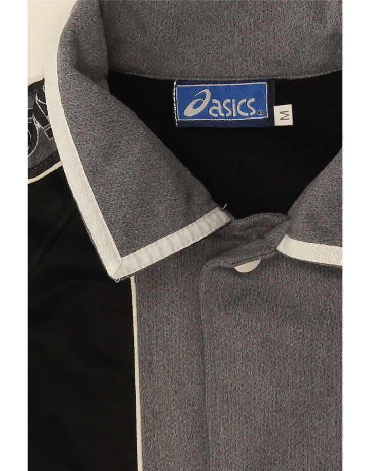 Męska kurtka dresowa Asics z grafiką, średnia czarna, z blokami kolorów