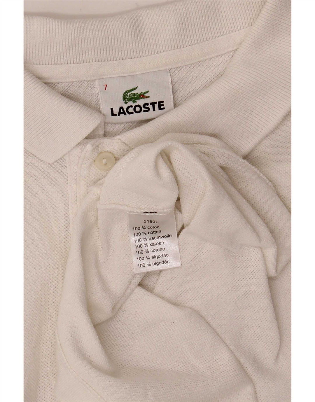 Męska koszulka polo Lacoste, rozmiar 7, 2XL, biała, bawełniana