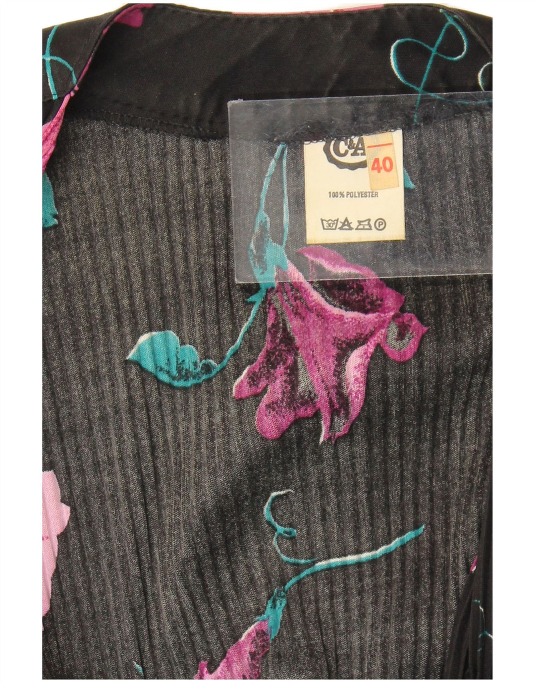 Damska sukienka maxi z rękawem 3/4 C&A, EU 40, średni czarny, kwiatowy poliester