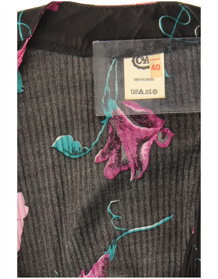 Damska sukienka maxi z rękawem 3/4 C&A, EU 40, średni czarny, kwiatowy poliester