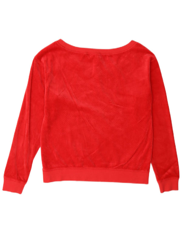 Juicy Couture Damska bluza oversize z aksamitu UK 6 XS, czerwona bawełna