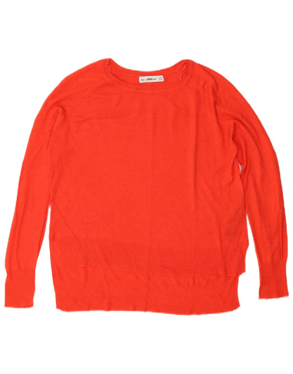 Damski sweter oversize z dekoltem w łódkę Zara UK 10 Small Orange Wiskoza
