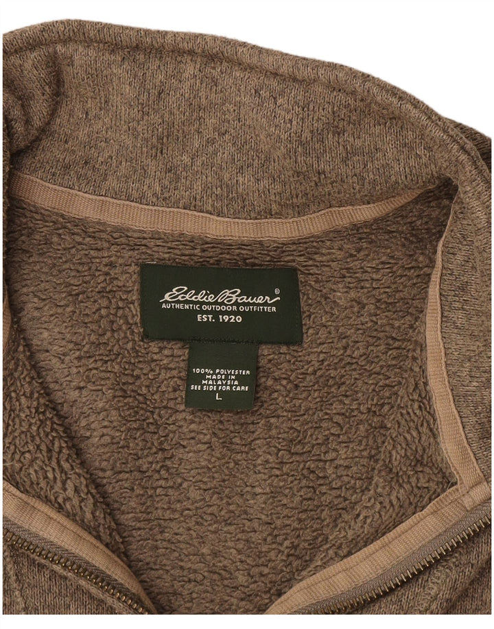 Męski sweter z zamkiem błyskawicznym EDDIE BAUER, duży, brązowy poliester