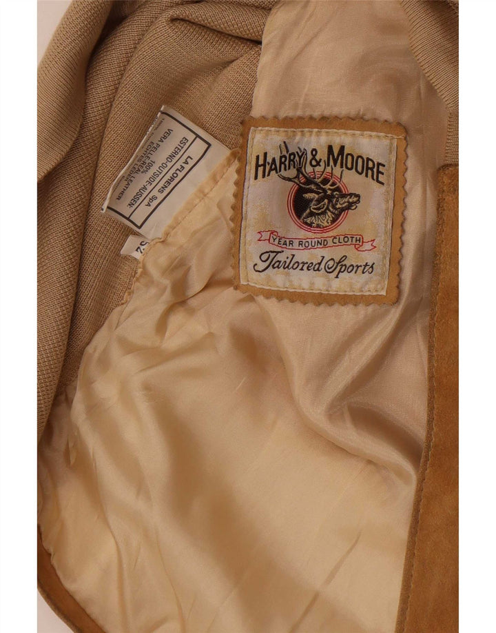 Zamszowa kamizelka męska Harry&Moore IT 52, duża, beżowa skóra