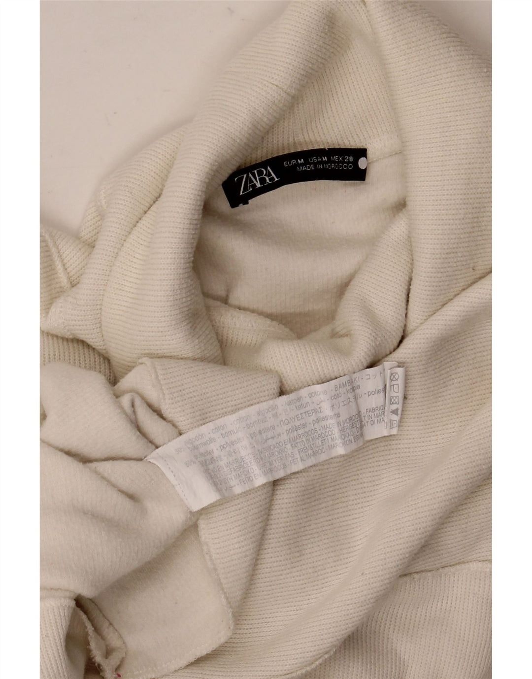 Damski top oversize Zara z długim rękawem, UK 14, średnia biała bawełna