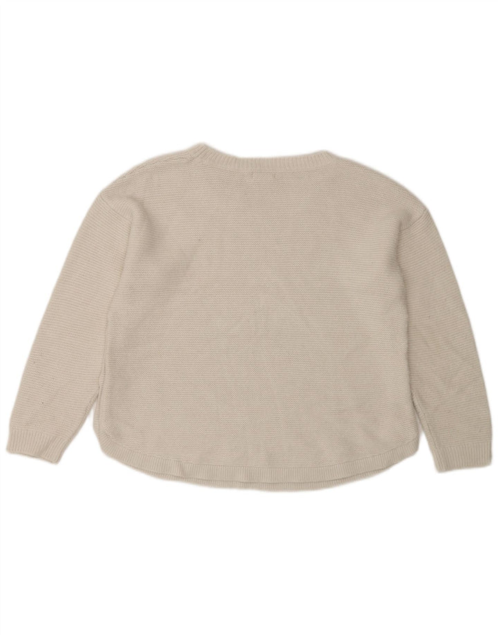 Damski sweter Fat Face z dekoltem w łódkę UK 12 Średni biały akryl