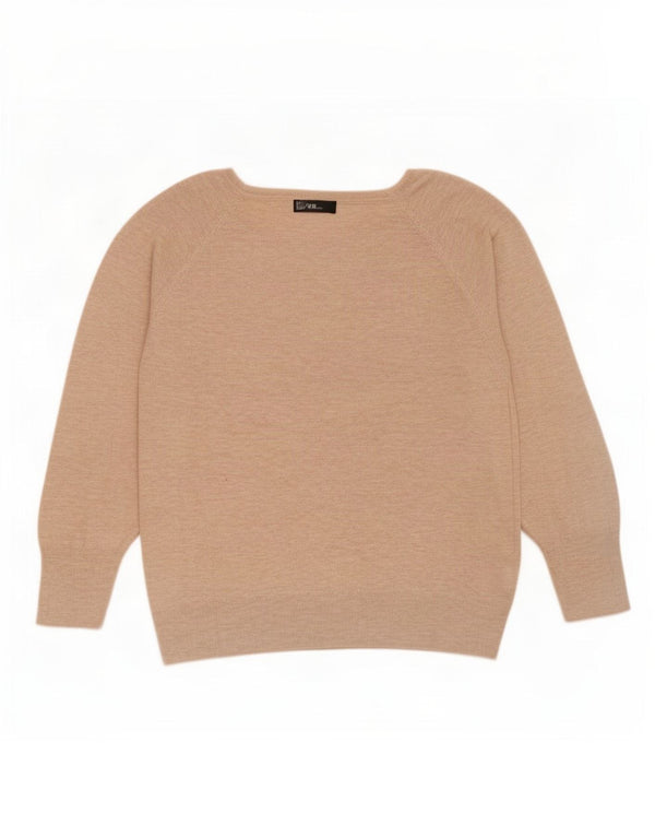 Damski sweter oversize z dekoltem w łódkę Zara UK 14 Średni beżowy wiskoza