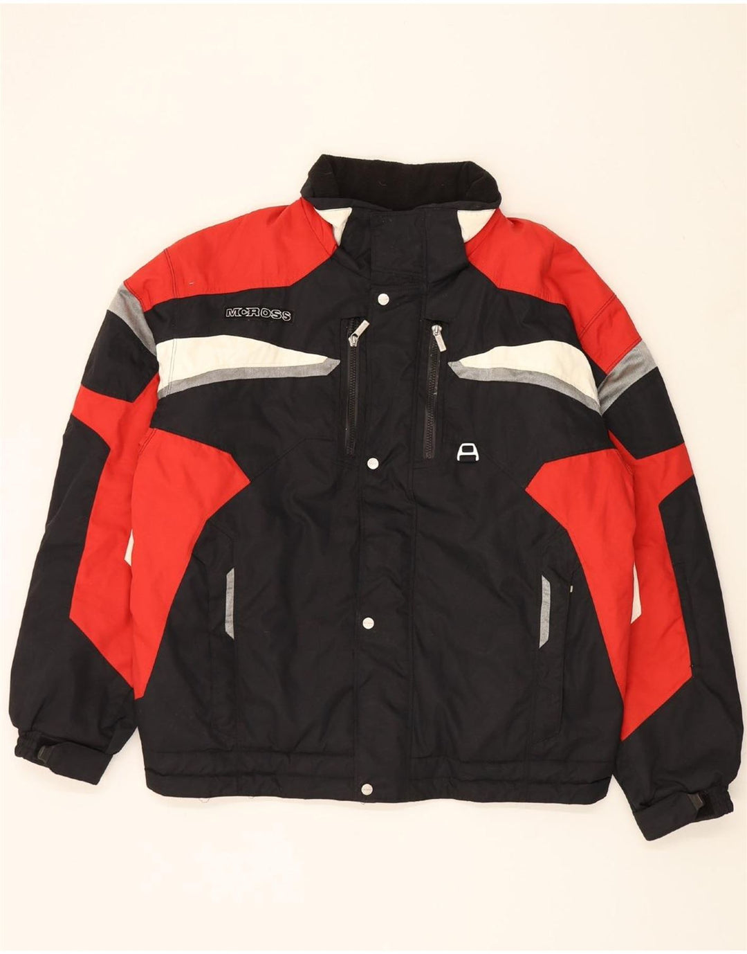 MCROSS Mens Graphic Padded Jacket IT 54 2XL Black Colourblock Polyamide Vintage MCROSS and Second-Hand MCROSS from Messina Hembry 