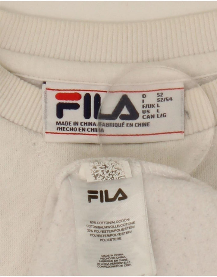 Męska bluza z grafiką Fila, duża, biała, bawełniana w bloki kolorów