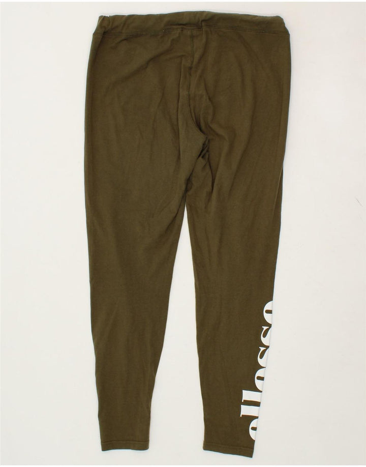 ELLESSE Womens Graphic Leggings UK 16 Large Khaki Cotton Vintage Ellesse and Second-Hand Ellesse from Messina Hembry 