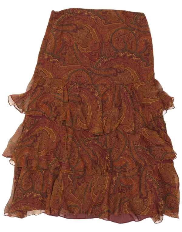 Damska spódnica z falbaną Ralph Lauren US 8 Medium W32 Brązowy jedwab Paisley