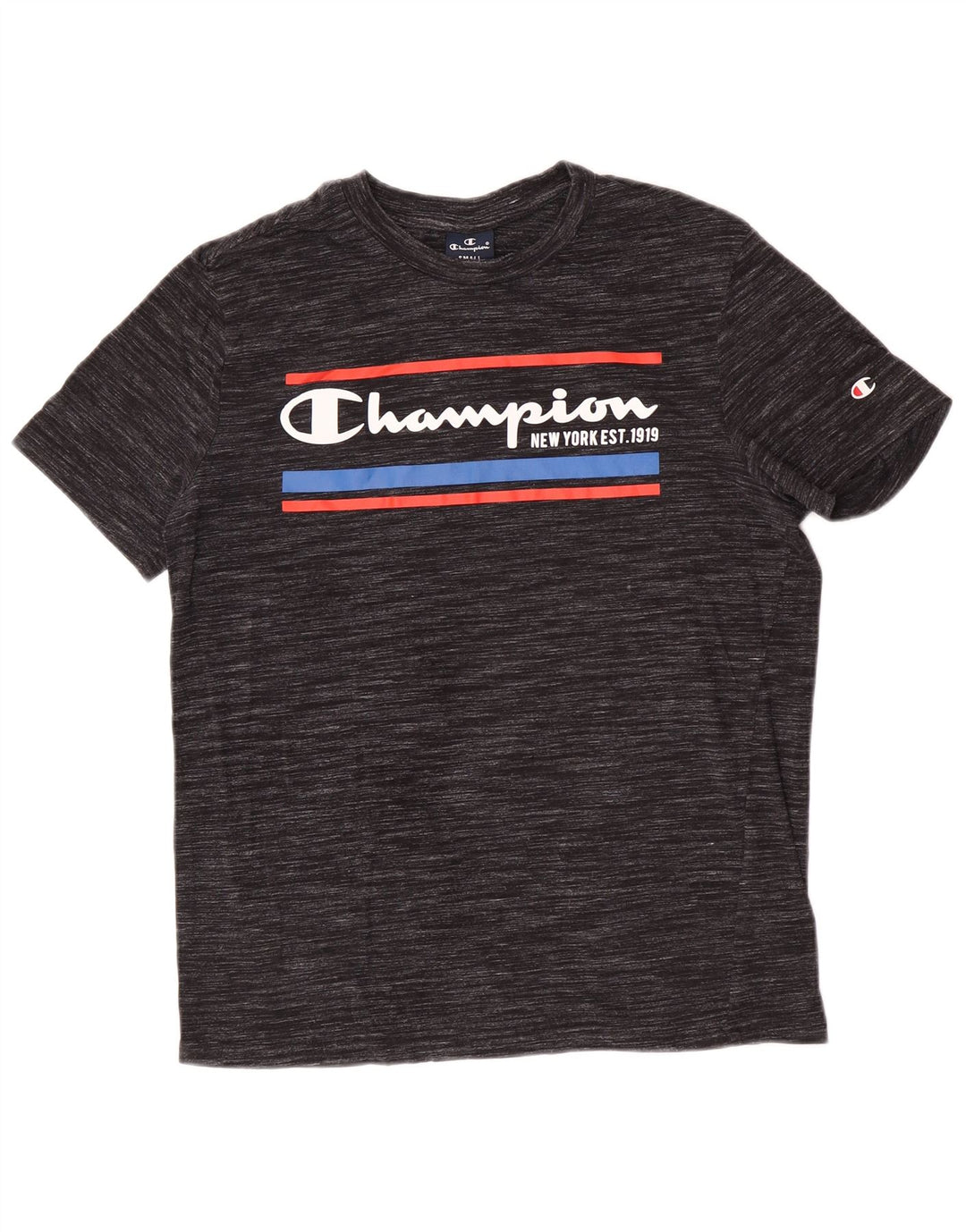 Męski T-shirt Champion z grafiką, mały, szary w prążki
