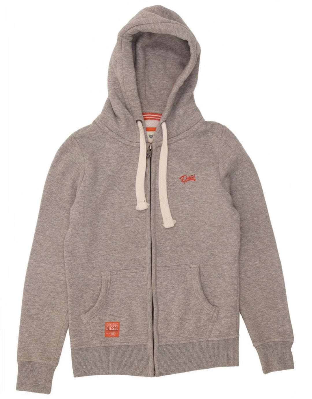 Damski sweter z kapturem i zamkiem Diesel UK 4 XS Szary poliester