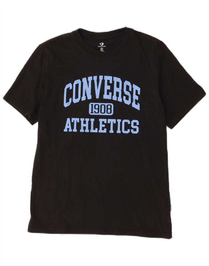 Converse Męski T-shirt z grafiką, mały, czarny, bawełniany