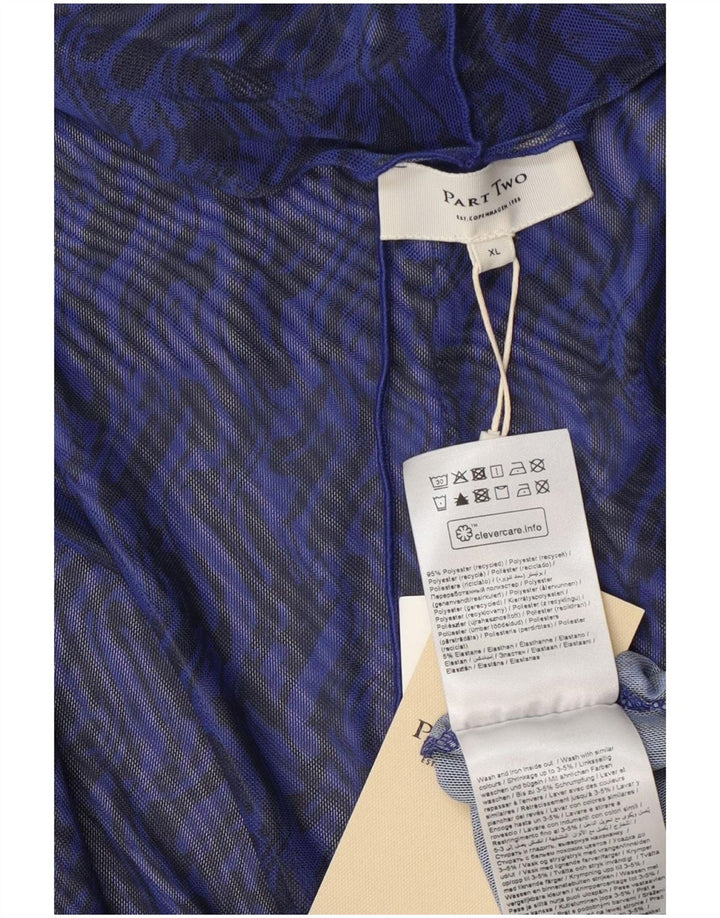 Część druga Damska koszulka z długim rękawem, prześwitująca, UK 18 XL, niebieska jodełka, poliester