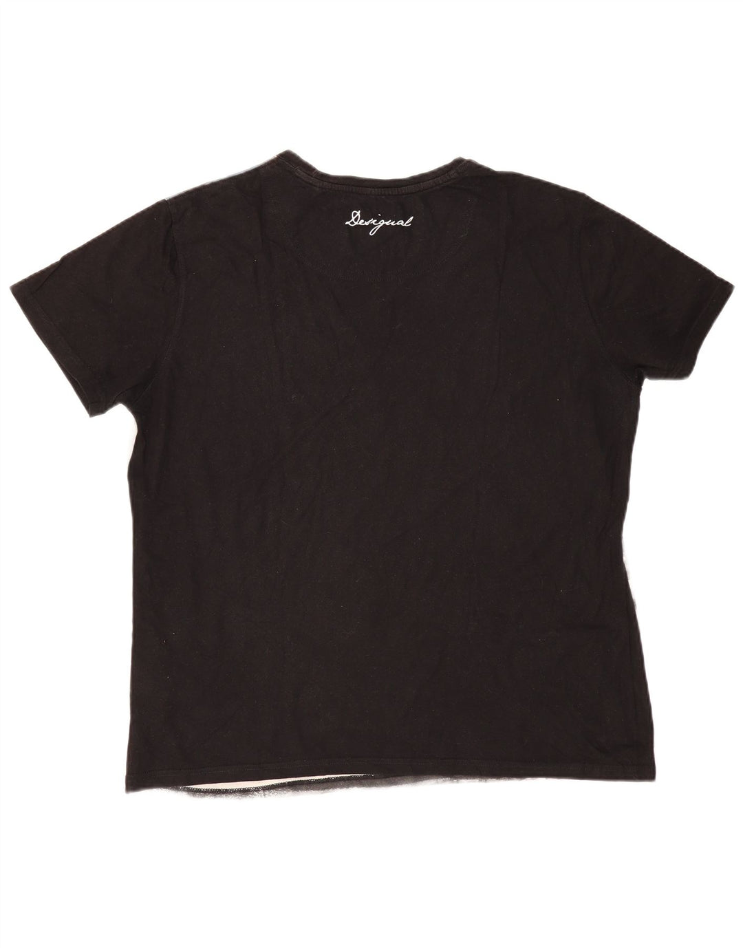 DESIGUAL Męski T-shirt z grafiką Top 2XL Szary, bawełniany z blokami kolorów