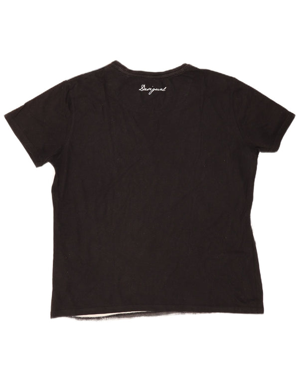 DESIGUAL Męski T-shirt z grafiką Top 2XL Szary, bawełniany z blokami kolorów