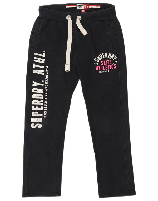 Damskie spodnie dresowe Superdry Graphic UK 14, średnia czarna bawełna