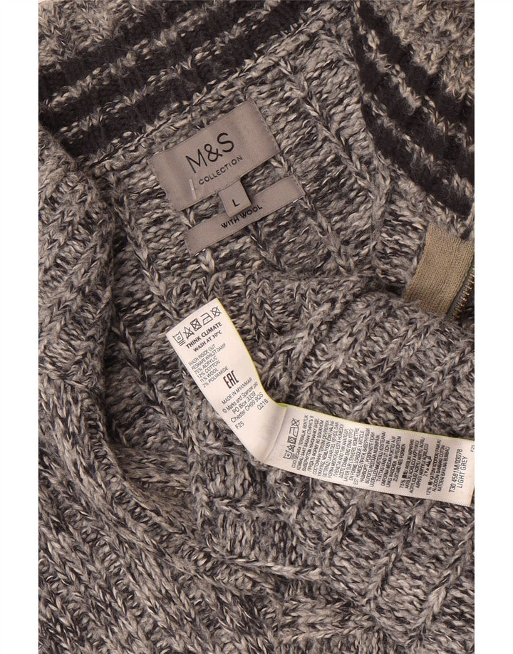 Marks & Spencer Damski sweter z zamkiem błyskawicznym UK 16, duży, szary, nakrapiany