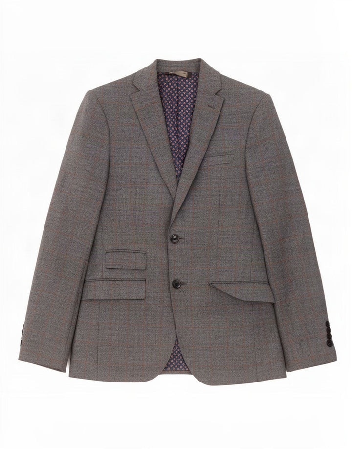 Marks & Spencer Męska marynarka slim fit zapinana na 2 guziki UK 36 w małą niebieską kratkę
