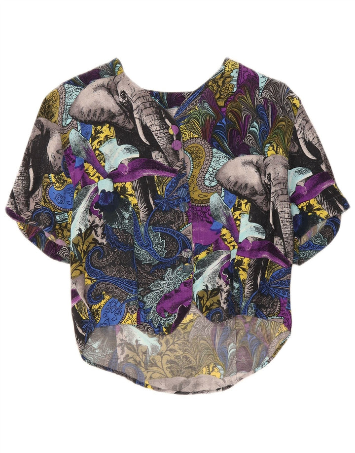 Damska bluzka koszulowa w stylu vintage UK 12 Średnia wielobarwna wiskoza Paisley