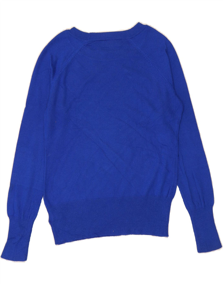 MOSSIMO Womens Boat Neck Jumper Sweater UK 12 Medium Blue Nylon Vintage Mossimo and Second-Hand Mossimo from Messina Hembry 