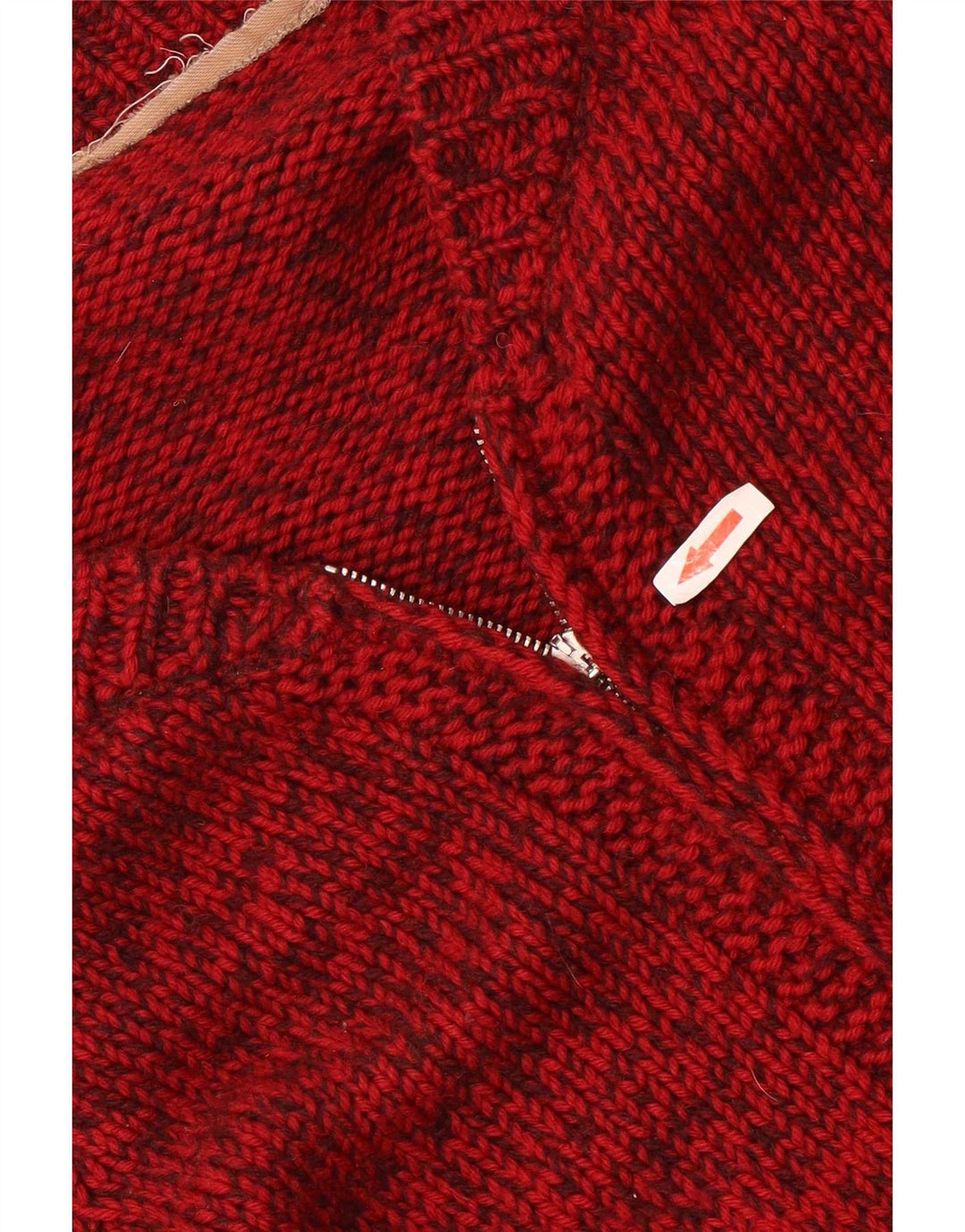 Vintage męski sweter rozpinany, średni, czerwony, nakrapiany