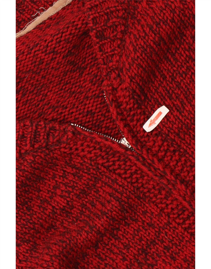 Vintage męski sweter rozpinany, średni, czerwony, nakrapiany