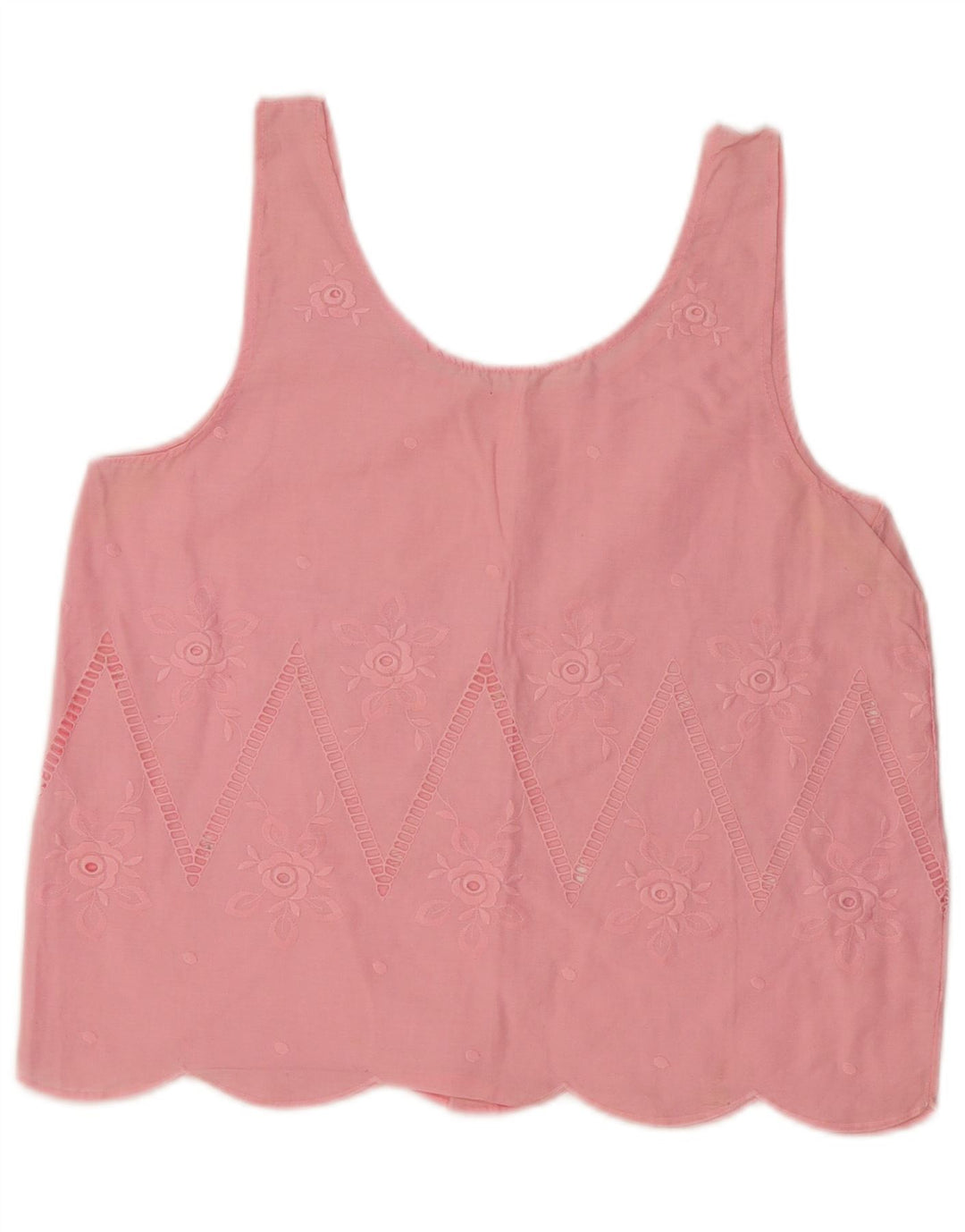 Damska bluzka bez rękawów w stylu vintage, UK 16, duża, różowa, w kwiaty