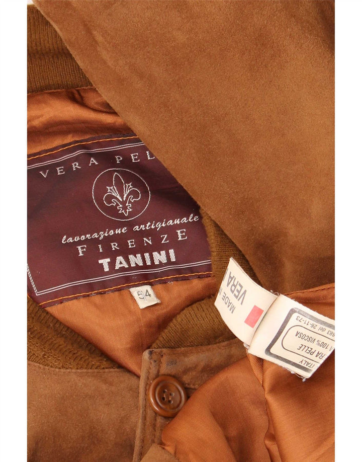 Vintage męska zamszowa kurtka bomber IT 54 2XL brązowa skóra