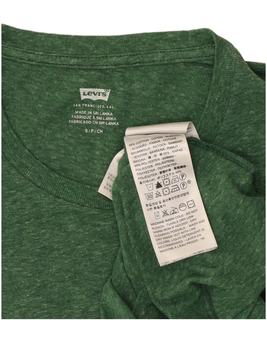 Męska koszulka Levi's Top, mała, zielona, nakrapiana bawełna