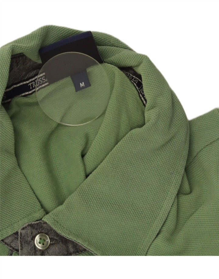 Męska koszulka polo Trussardi Jeans, średnia, zielona bawełna