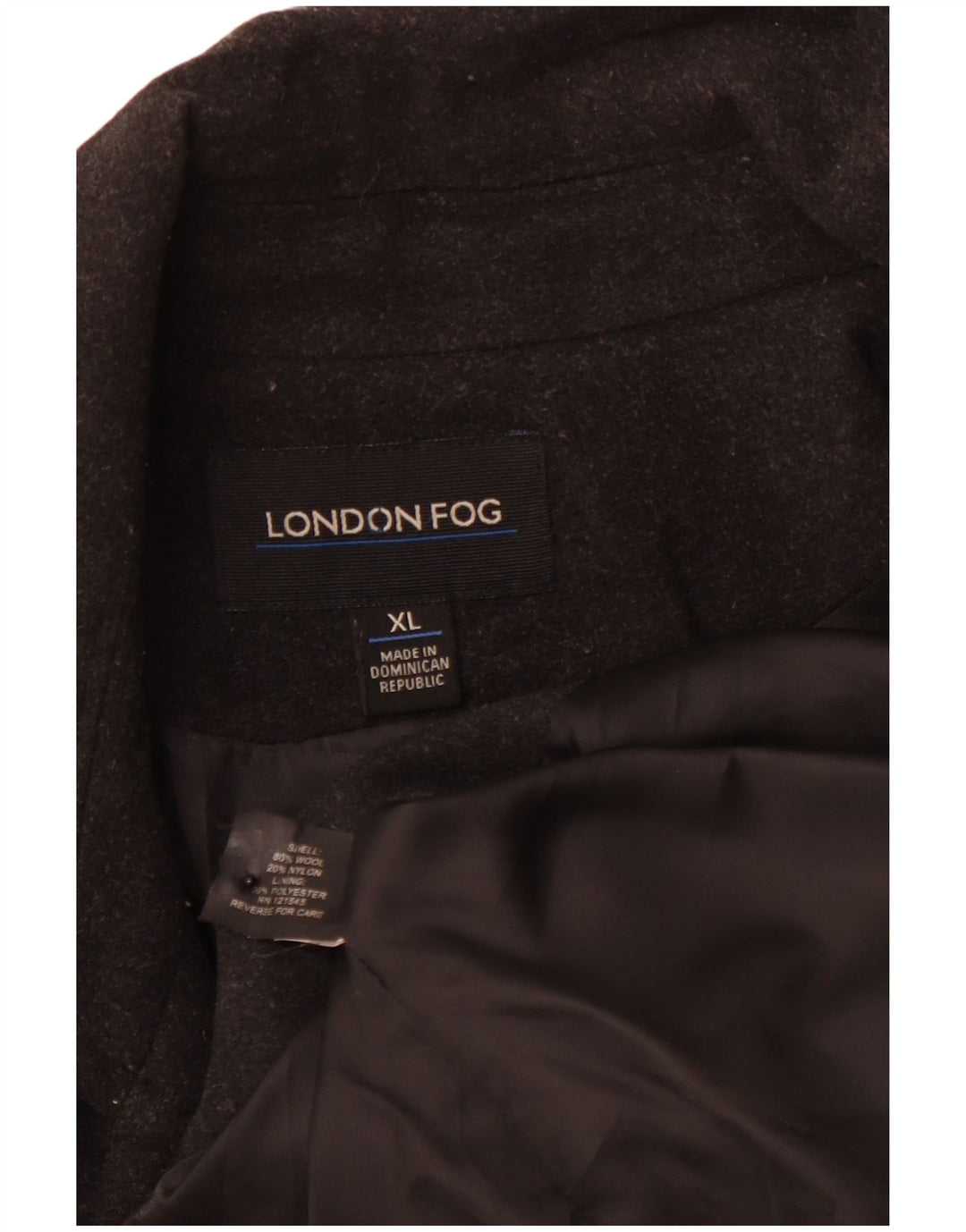 LONDON FOG Damski płaszcz grochowy UK 18 XL, czarna wełna