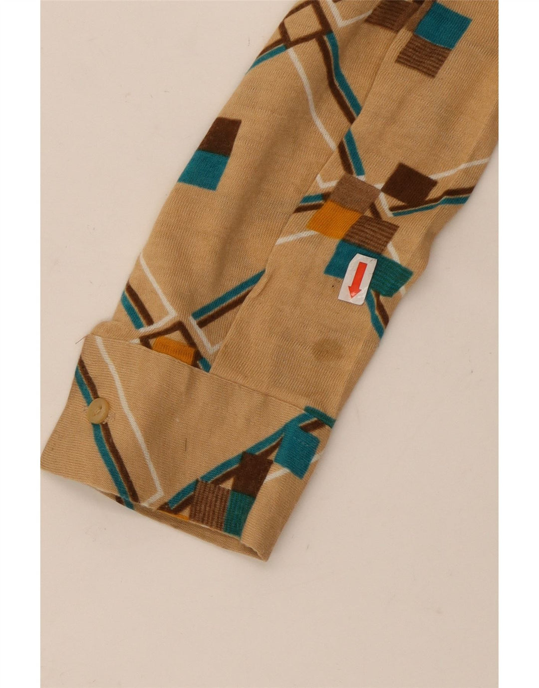 Koszula damska VINTAGE UK 12 w średnim beżowym geometrycznym kolorze