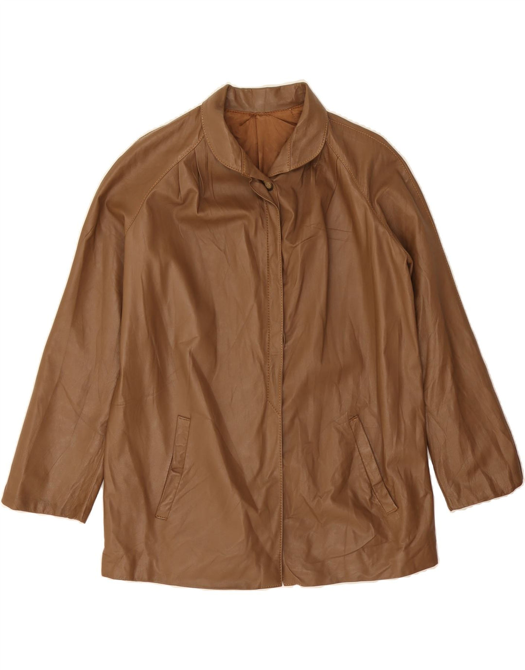 VINTAGE Womens Leather Jacket IT 46 Large Brown Vintage Vintage and Second-Hand Vintage from Messina Hembry 