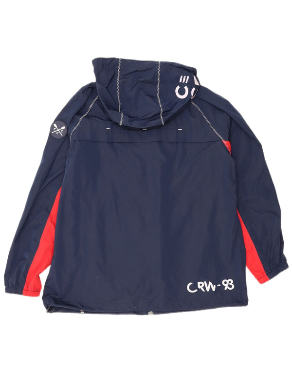 Crew Clothing Womens Graphic Rain Jacket UK 12 Medium Navy Blue Colourblock