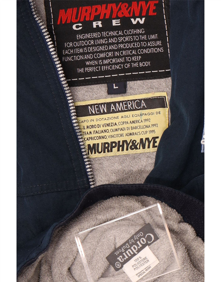 Męska kurtka bomberka z grafiką MURPHY & NYE UK 40, duża, granatowa, z poliestru