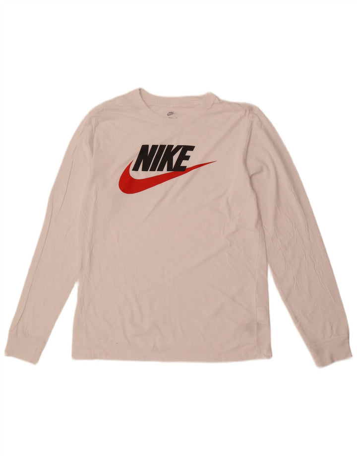 Męska koszulka graficzna Nike z długim rękawem, średnia biała bawełna