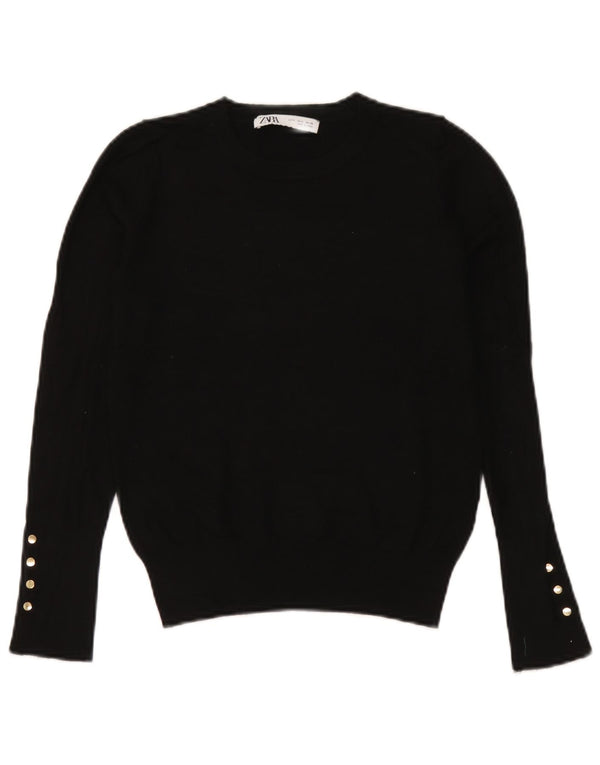 Sweter damski Zara z okrągłym dekoltem UK 10, mały, czarny