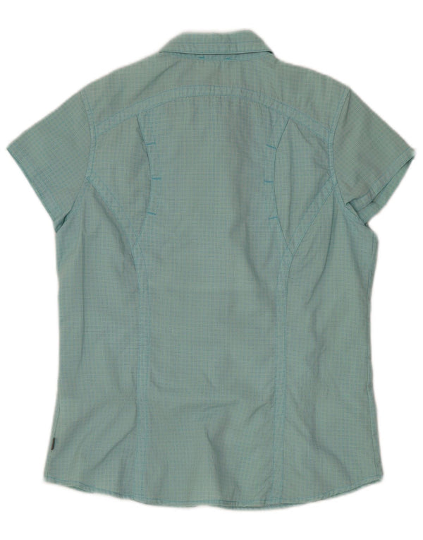 THE NORTH FACE Womens Short Sleeve Shirt UK 14 Medium Turquoise Check