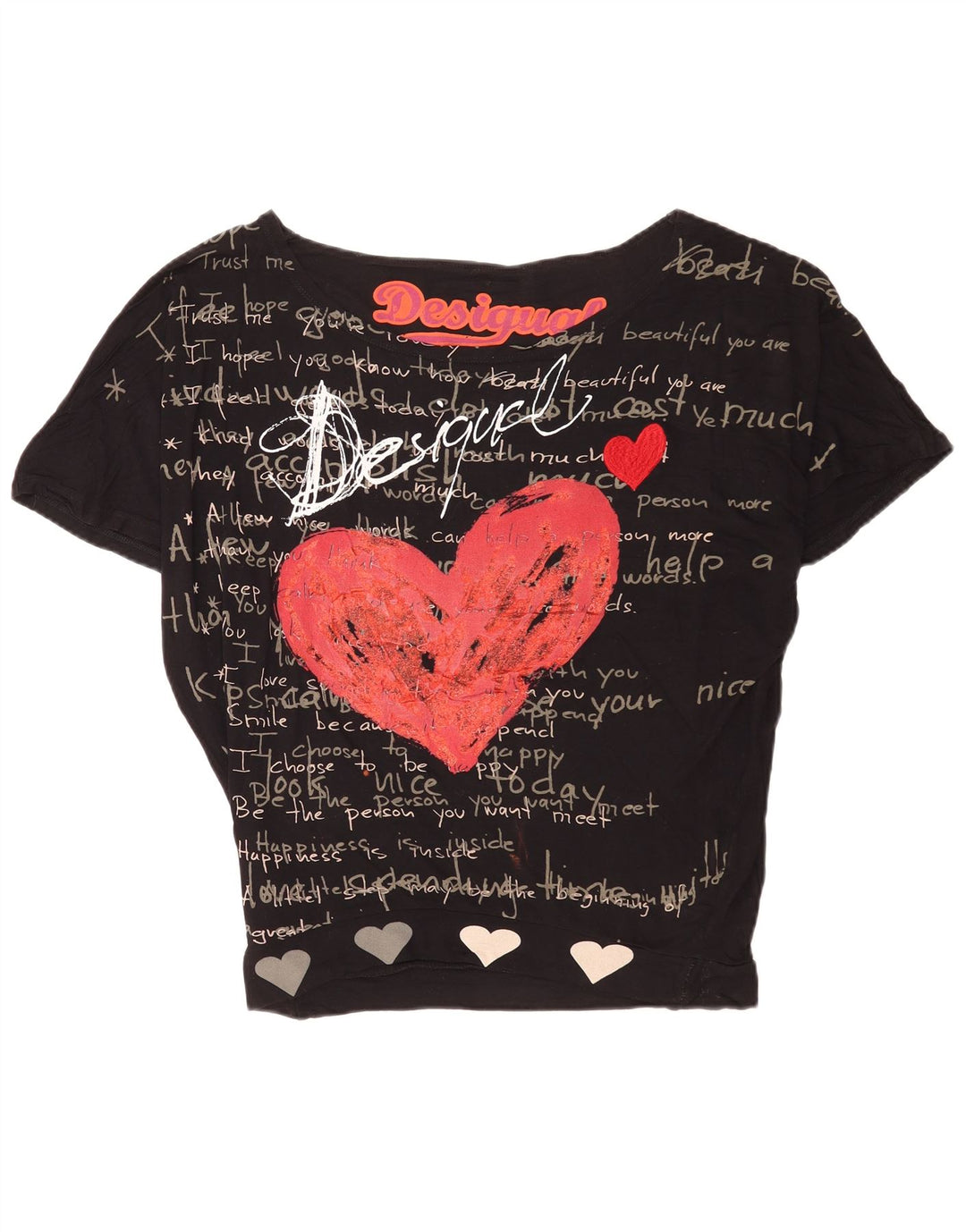 Damska koszulka oversize z grafiką Desigual Top UK 14 Średnia czarna wiskoza