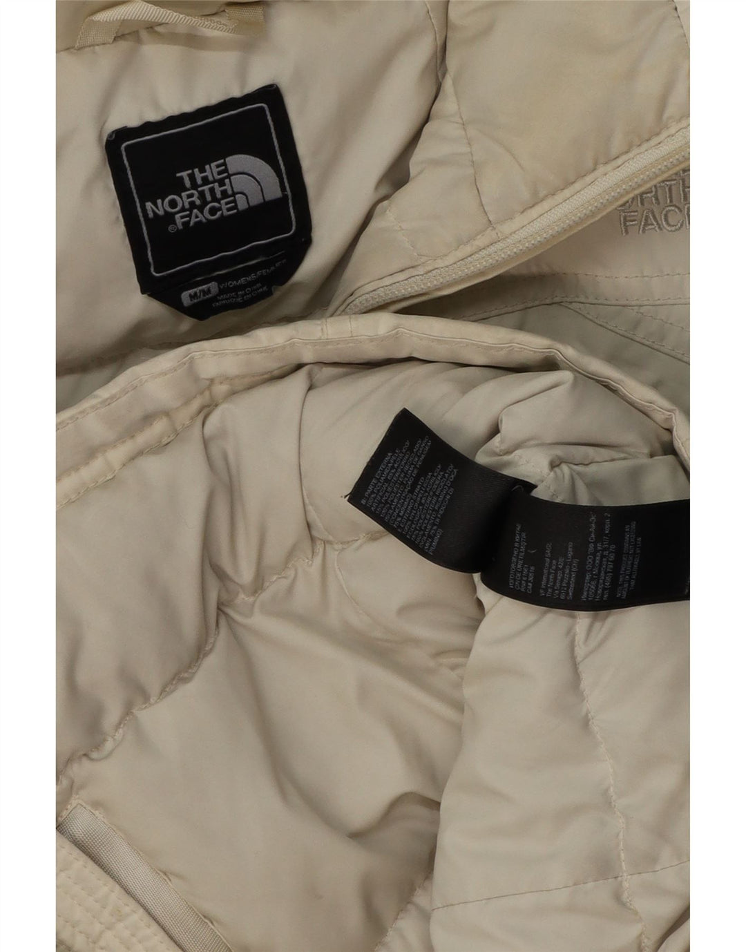 Damska ocieplana kurtka z kapturem THE NORTH FACE UK 14, średnia złamana biel
